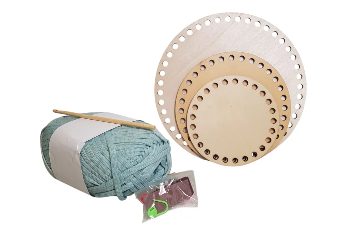 HÄKELSET FÜR KÖRBE INKL. BODEN – 11-TEILIGES DIY-KOMPLETTSET