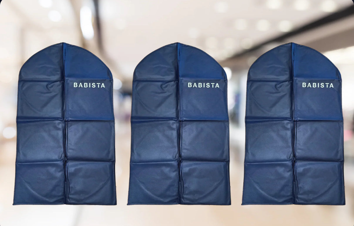 3X BABISTA, KLEIDERSACK, KLEIDERSCHUTZ, STOFF, REISSVERSCHLUSS, BLAU