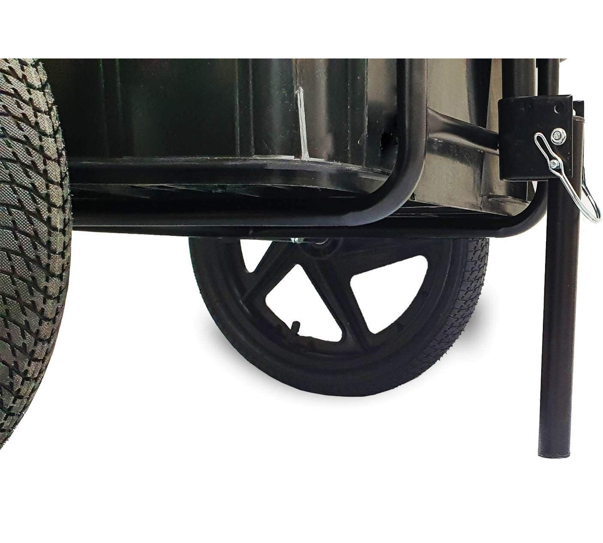 DMS® Fahrradanhänger, Lastenanhänger, Handwagen, mit Hochdeichsel, Transportbox mit 70 Liter Volumen, Max. 60kg, Kugel-Kupplung für Fahrräder mit 26'' - 28'' rot