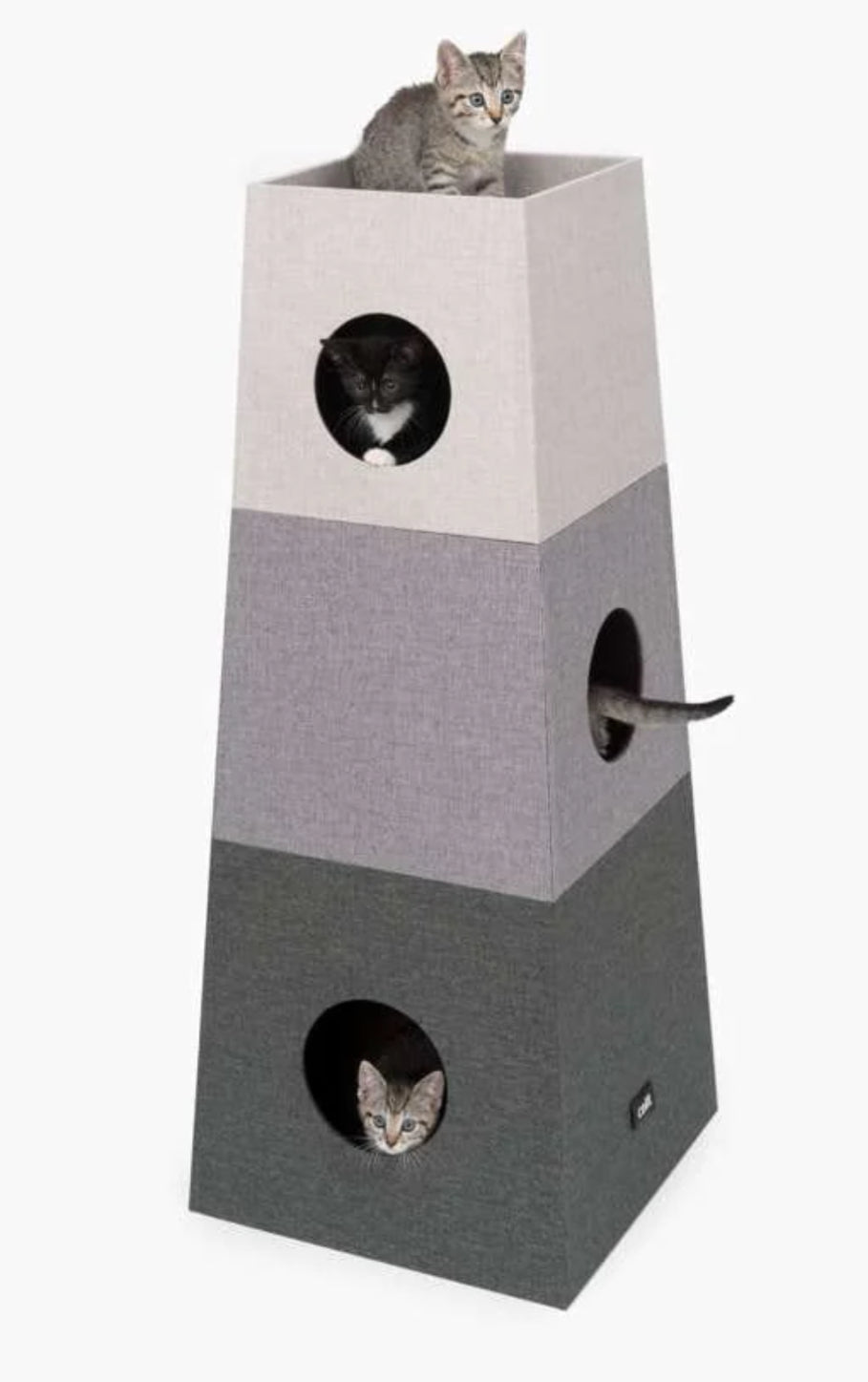Stapelbarer Turm für Katzen mit 3 Ebenen eckig
