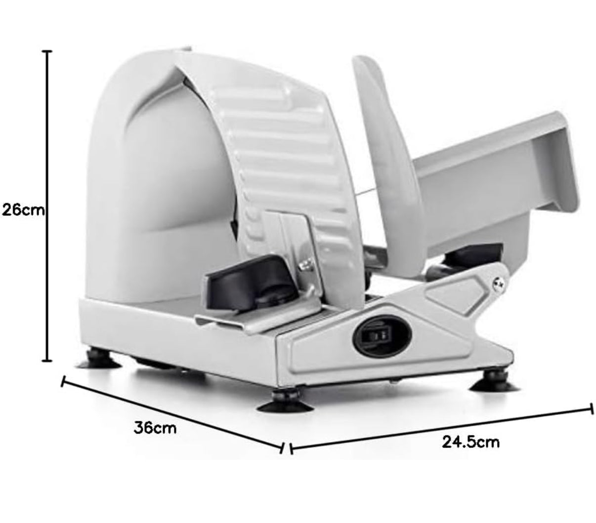 DMS Allesschneider elektrisch rostfrei Edelstahlmesser Ø 19 cm – Brotschneidemaschine 400 W Brot, Wurst, Käse – Schneidemaschine - stufenloser Schnittstärke, Saugnapffüßen & Sicherheitsschalter