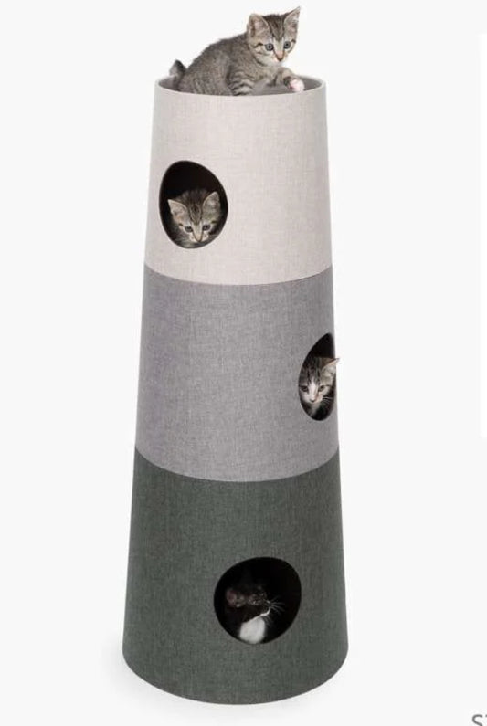 Stapelbarer Turm für Katzen mit 3 Ebenen rund